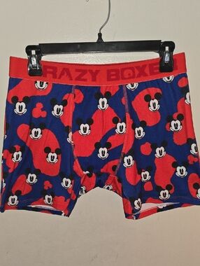 Crazy Boxer Men Red & Blue Mickey Print Boxer Briefs